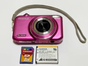 【RA-14】動作品☆FUJIFILM 富士フィルム FinePix JX400 ピンク コンパクトデジタルカメラ 2GBメモリカード+バッテリー付き！ネコポス230円