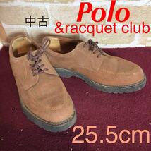 【売り切り!送料無料!】A-339 polo&racquet club!カジュアルシューズ!25.5cm!キャメル!ライトブラウン!おしゃれ!普段履き!中古!_画像1