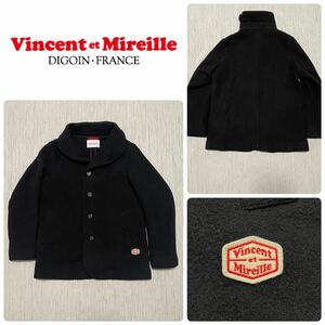 Vincent et Mireille DIGOIN FRANCE ウール ショール カラー モッサ シングル ジャケット コート 40 black 黒 ヴァンソン エ ミレイユ