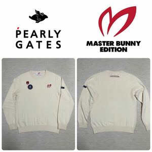 MASTER BUNNY EDITION pearly gates カシミヤ 100% ロゴ ワッペン ニット セーター 長袖 ゴルフ ウェア 6 jack bunny PGG