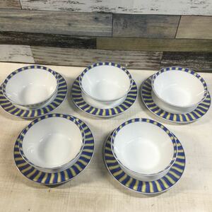 Noritake SUMMER WAVRS IMPROMPTU サマーウェイブ ノリタケ 洋食器 5客セット USED品