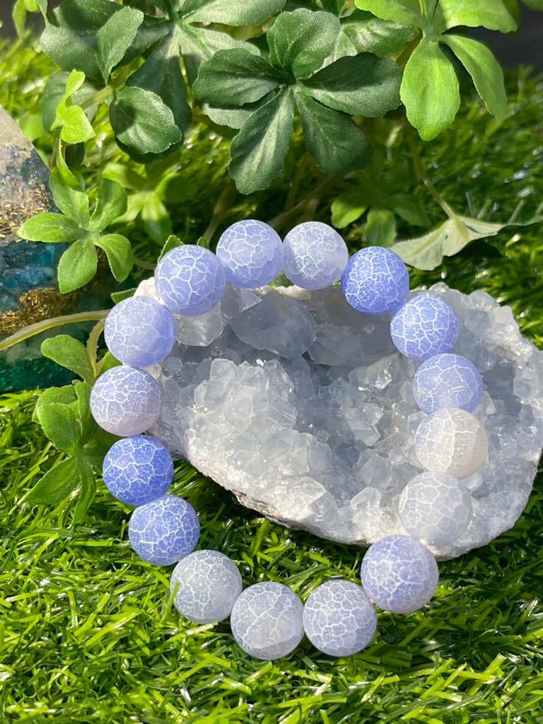 Pulsera de piedra natural hecha a mano ◆ Diámetro interior aprox. 15, 5 cm ◆ Cielo de ágata de dragón esmerilado ◆ Amuleto de buena suerte de piedra poderosa ⑧, hecho a mano, Accesorios (para mujeres), otros