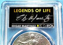 ★★ 最高鑑定 シルバーイーグル 2023年 MLBレジェンド Edgar Martinez 直筆サイン １$ .999銀貨 PCGS MS70 First Strike ★★_画像3