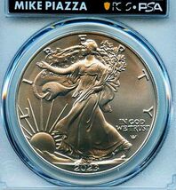 ★★ 最高鑑定 シルバーイーグル 2023年 MLBレジェンド Mike Piazza 直筆サイン １$ .999銀貨 PCGS MS70 First Strike ★★_画像6