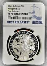 ★★ 最高鑑定 イギリス 2023年 神話と伝説 モーガン・ル・フェイ 2￡ 1oz.999銀貨 NGC PF70UCAM First Release ★★_画像1