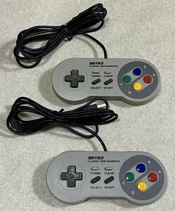 BUFFALO クラシック USB ゲームパッド 2個セット / 簡易動作確認済み 現状品 CLASSIC USB GAMEPAD BSGP801シリーズ SFC調