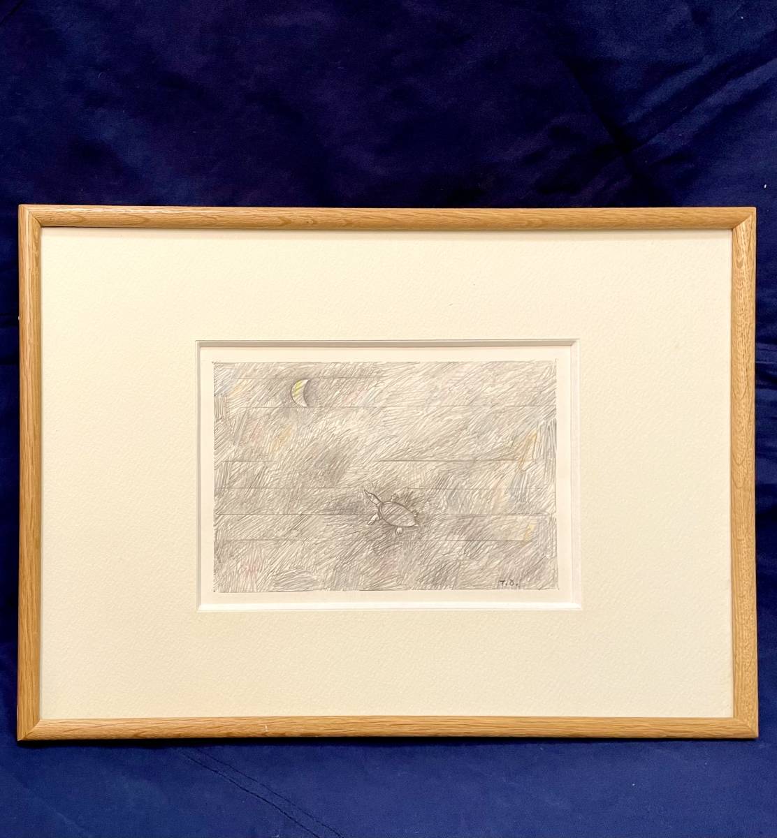 ◆ Einzigartiges Objekt [garantiert echt] Teruo Onuma - Der Mond und die Weichschildkröte 1990 Signiert vom Künstler, Kunstwerk, Malerei, Bleistiftzeichnung, Kohlezeichnung