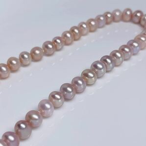 本真珠ネックレス7-8mm パールネックレス jewelry 天然 Pearl 長さ 45cm シルバー 刻印 ピンク系の画像2