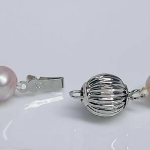本真珠ネックレス7-8mm パールネックレス jewelry 天然 Pearl 長さ 45cm シルバー 刻印 ピンク系の画像3