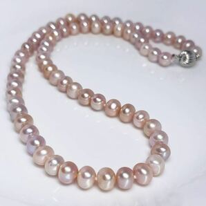 本真珠ネックレス7-8mm パールネックレス jewelry 天然 Pearl 長さ 45cm シルバー 刻印 ピンク系の画像1