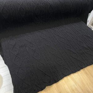 2wayウールケーブルニット ブラック 128cm巾×50cm 高級服地 アランニット