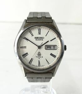 【HM1066】SEIKO セイコー TYPEⅡ タイプ2 Qz クォーツ 7546-8000 デイデイト 白文字盤 メンズ 腕時計 φ53.5 