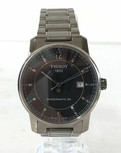 【SU248】稼動品 TISSOT 1853 ティソ POWERMATIC80 自動巻き 裏スケ T087407A TITANIUM デイト メンズ 腕時計 取説付 箱付 φ62.9