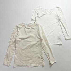 294 UNIQLO ユニクロ ヒートテック クルーネックT 長袖 Mサイズ 2枚セット HEATTECH カットソー Tシャツ レディース 40108N