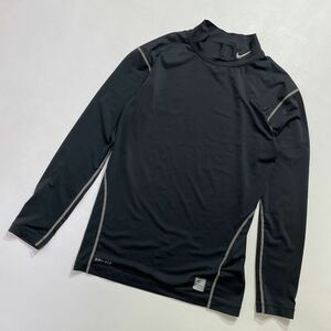 264 NIKE PRO ナイキ プロ DRI FIT モック コンプレッション 長袖シャツ ストレッチ サイズL スウッシュ刺繍 スポーツ トレーニング 40112R