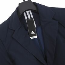 P941 新品 アディダス 中厚 ストレッチ テーラードジャケット adidas ゴルフ スリーライン (サイズ:XL) ネイビー_画像4