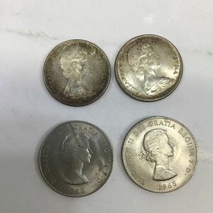 8【同梱可】【1円スタート】海外コイン　カラダ　1867-1967 100周年　1ドル銀貨 エリザベス女王　鳥　1965年　チャーチル　4枚セット