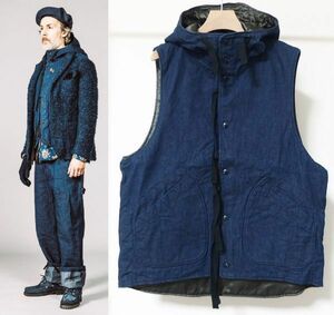 17AW Engineered Garments engineered garments Hooded Vest 11oz Cone Denimf- dead the best L corn Denim 