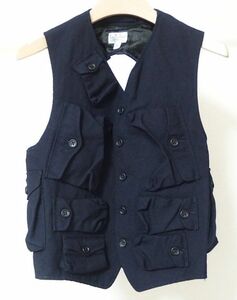 FWK Engineered Garments engineered garments C-1 Vest Uniform Serge карман большое количество милитари лучший 1 темно-синий форма волна 