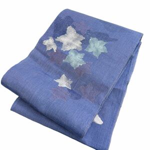 [ Rene -toru] summer obi navy blue color purple . leaf writing sama length 344cm kimono kimono small articles summer thing * including in a package possible * 0193