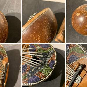 カリンバ 2つセット 民族楽器 木製 ココナッツ アジアン 親指ピアノ ハンドオルゴール アフリカ バリ島 現状品の画像4
