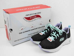 【左右サイズ違い】 レディース スケッチャーズ SKECHERS ARCH FIT-COMFY WAVE スニーカー ブラック/ラベンダー 左24.5cm 右25.5cm【1037】