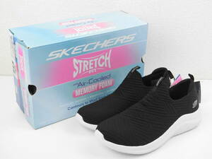 【左右サイズ違い】レディース SKECHERS ULTRA FLEX 2.0-STUNNING SURPRISE スリッポン ブラック/ホワイト 左23.5cm 右23cm 【1083】