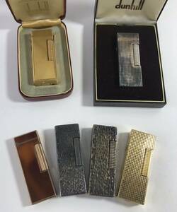 1000円〜●★着火未確認★ ガスライター dunhill ダンヒル ピラミッド形 ブラウン ゴールド ローラー式 まとめ ★okoy2384537-79★op3163