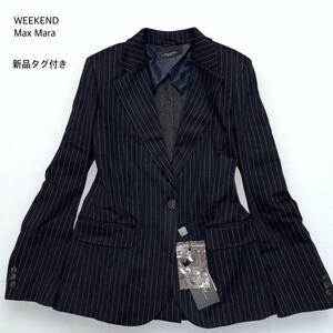 【新品】WEEKEND Max Mara ウイークエンドマックスマーラ テーラードジャケット ストライプ 紺 ネイビー 40