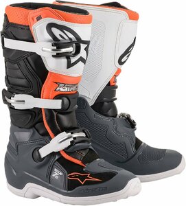 US 7 - ブラック/グレー/ホワイト/オレンジフローレセント - ALPINESTARS アルパインスターズ Tech 7S 子供用 ブーツ