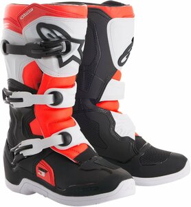 US 2 - ブラック/ホワイト/フローレセントレッド - ALPINESTARS アルパインスターズ 子供用 Tech 3S ブーツ