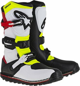 US 9 - ホワイト/レッド/イエローフローレセント/ブラック - ALPINESTARS アルパインスターズ Tech-T ブーツ