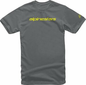 XLサイズ - チャコール/フローレセントイエロー - ALPINESTARS アルパインスターズ Linear Wordmark Tシャツ