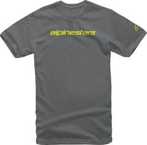 2XLサイズ - チャコール/フローレセントイエロー - ALPINESTARS アルパインスターズ Linear Wordmark Tシャツ