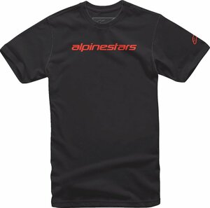 2XLサイズ - ブラック/ウォームレッド - ALPINESTARS アルパインスターズ Linear Wordmark Tシャツ