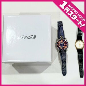 【6DH金01001F】1円スタート★GAGAMILANO★スケルトン仕様★Wyler★INCAFLEX EXTRA★17石★手巻き★2点まとめ★腕時計★不動★稼働★