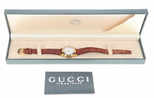 【6jP01127F】★１円スタート★GUCCI★グッチ★腕時計★7200L★quartz★クオーツ★ブラウン★白文字盤★ゴールド★皮ベルト★現状品