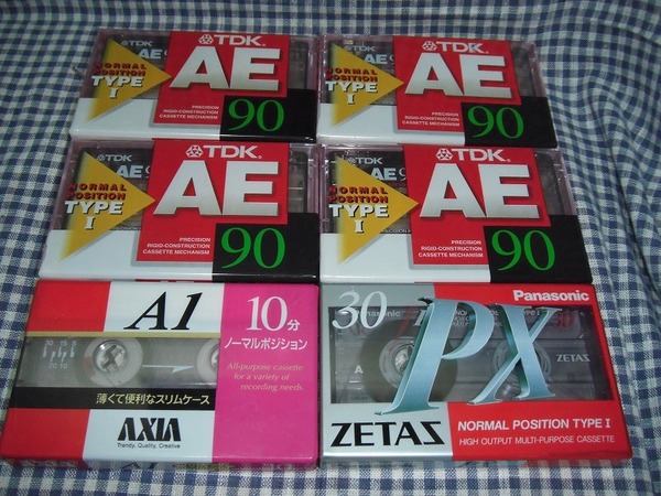 ★送料無料/ノーマルカセットテープ6個/ZETAS30分PX/TDK/AE90分×4個/AXIA/AI10分/匿名配送★