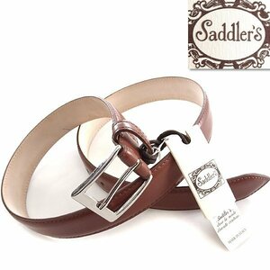 新品 1.5万 Saddler's サドラーズ イタリア製 老舗 牛革 スムース レザー ベルト 80サイズ 茶 【K22833】 メンズ 本革 天然皮革