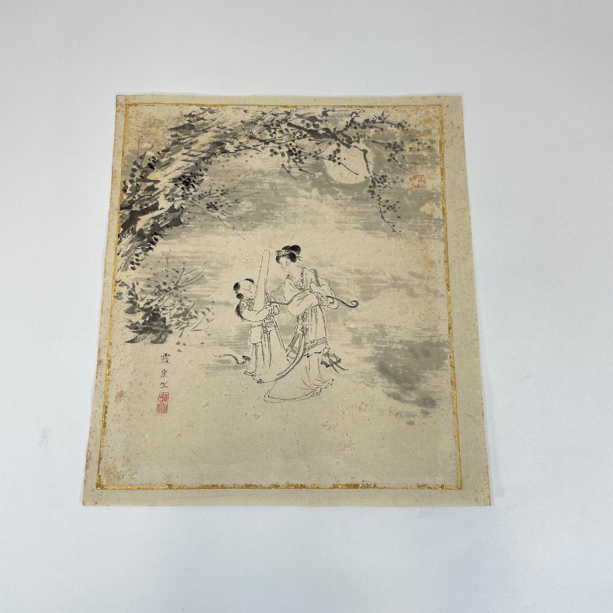 ER-60 [Kasumigai] Chinese style angel figure painting, hand-painted, old book, antique, signature, artist's work, Painting, Japanese painting, person, Bodhisattva