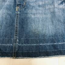 k3114 NIX JEANS デニムスカート ミニ丈 ポケット 切りっぱなし 色落ち サイズ70㎝(M) レディース 古着 USED 万能 カジュアルデニムコーデ_画像9