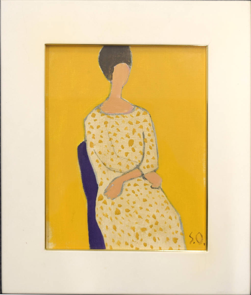 [Authenticity Guaranteed] Shosuke Osawa Lady (Yellow) Oil Painting No. 2 / Handwritten endorsement by the artist, painting, oil painting, portrait