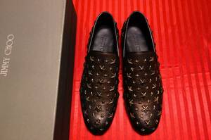  regular price 17 ten thousand jpy Jimmy Choo (JIMMY CHOO) Star studs leather Loafer 41( Japan size 26~26.5cm) dark brown high class model 