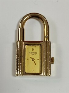 正規品 稼働品 エルメス 腕時計 ゴールド文字盤 新品電池 HERMES