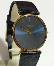 稼働品 ロンジン メンズ腕時計 紺色文字盤 新品電池 オリジナル革ベルト、尾錠 LONGINES_画像2