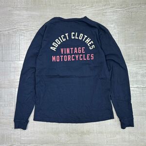 ADDICT CLOTHES アディクトクローズ ロゴ ロングスリーブ Tシャツ ロンT Logo L/S TEE MADE IN JAPAN 日本製 NAVY ネイビー 系 サイズ 42