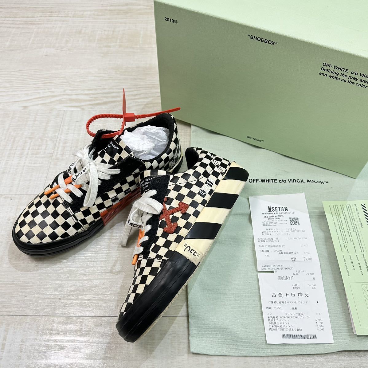 18ss 2018 Off-White オフホワイト VULC LOW TOP SNEAKER チェッカー ロー トップ スニーカー Virgil Abloh ヴァージル アブロー サイズ 40