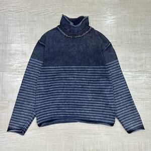 DUFFER INDIGO ダファー インディゴ コットン ボーダー ハイネック ニット サイズ S