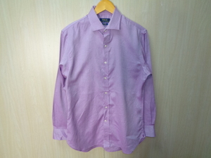 r43◆POLO RALPH LAUREN SLIM FIT EASY CARE ドレスシャツ◆ポロ ラルフローレン size:15 1/2 薄紫 長袖 ダブルカフス ネコポス発送 6A