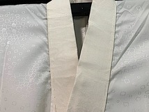 M299-9)　白単衣長襦袢化繊　身丈130　袖丈47,5　裄62　前巾26,5　後巾30_画像6